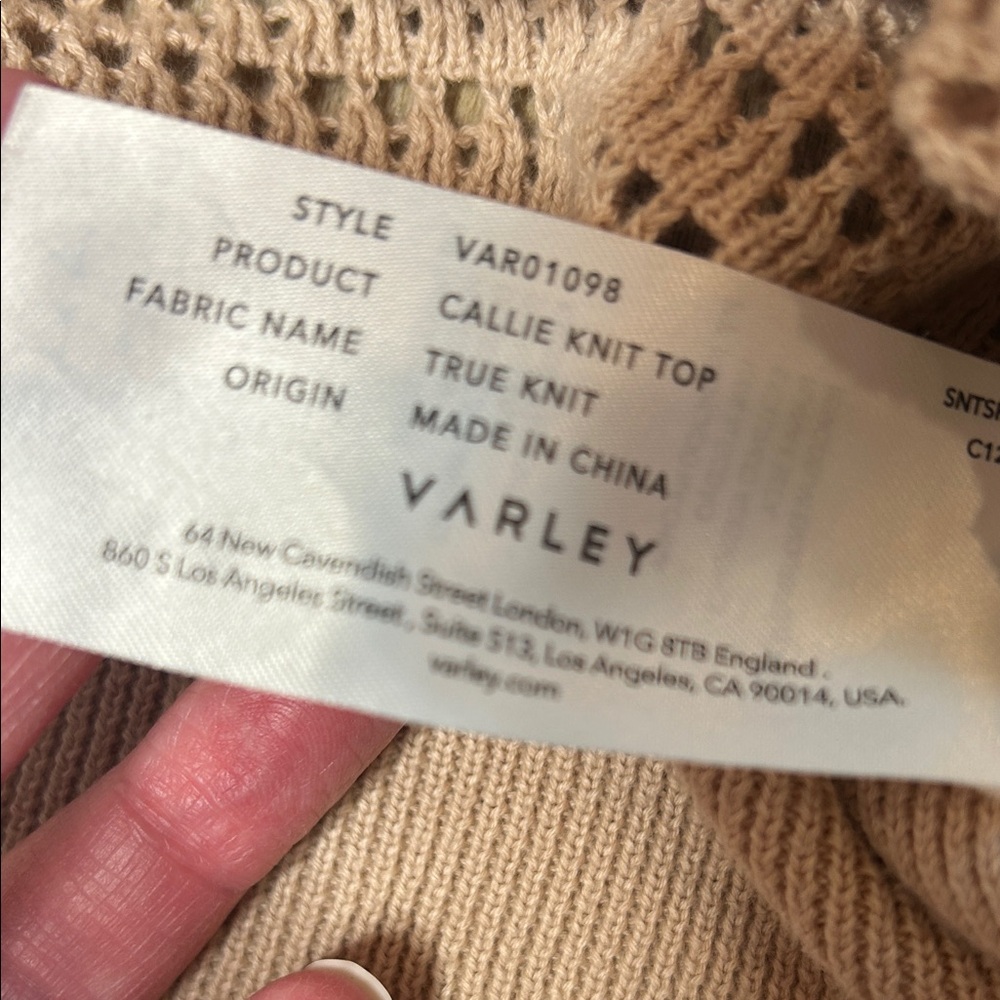 Varley Callie Cream Knit Top size XS - Picture 5 of 9